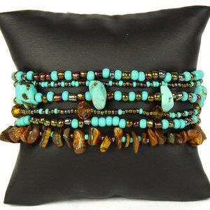 Czech Glass Bead TURQUOISE BRONZE Bracelet